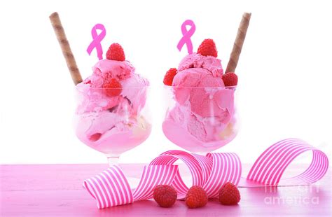 Pink Ribbon Charity for Womens Health Awareness Ice Cream Sundae Photograph by Milleflore Images