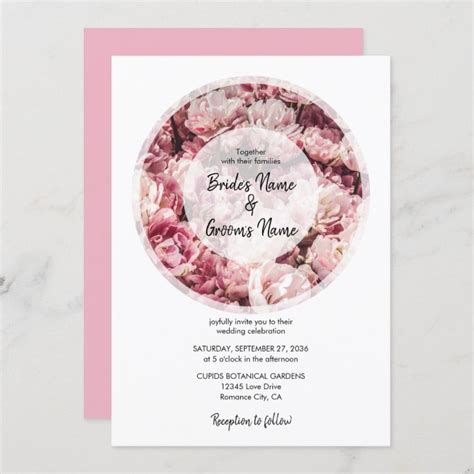 Elegant Pink Peonies Wedding Invitations | Zazzle