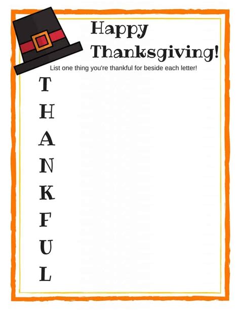 Thanksgiving FREE PRINTABLE Acrostic Poem for Kids