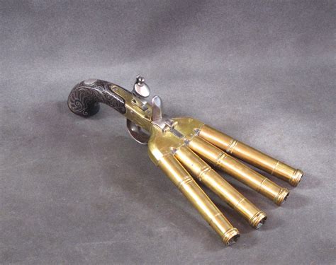 Original British 1780 Brass Flintlock Duck's Foot Pistol by Bunney of London – International ...