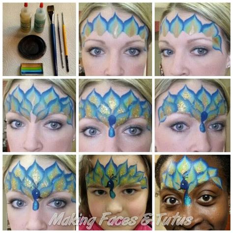 Easy peacock face painting tutorial by Cameron Garrett, Making Faces & Tutus www.makingfaces ...