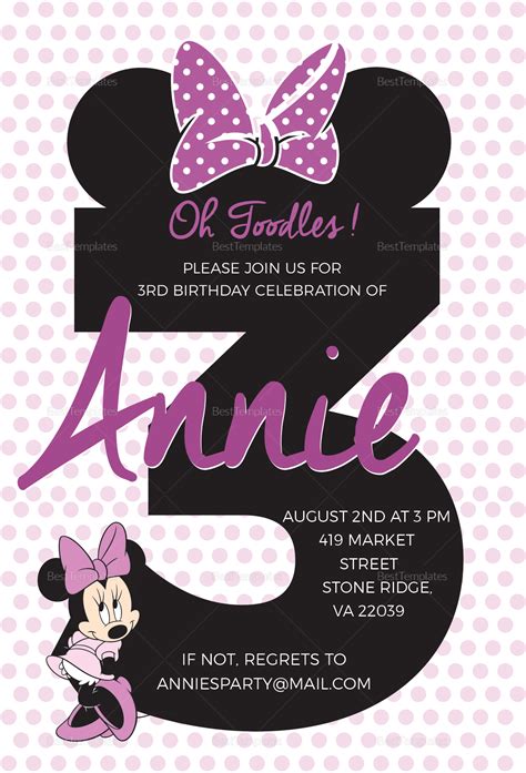 Joyous Minnie Mouse Invitation Design Template in PSD, Word, Publisher