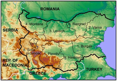 Map of Bulgaria outlining the former administrative provinces within... | Download Scientific ...