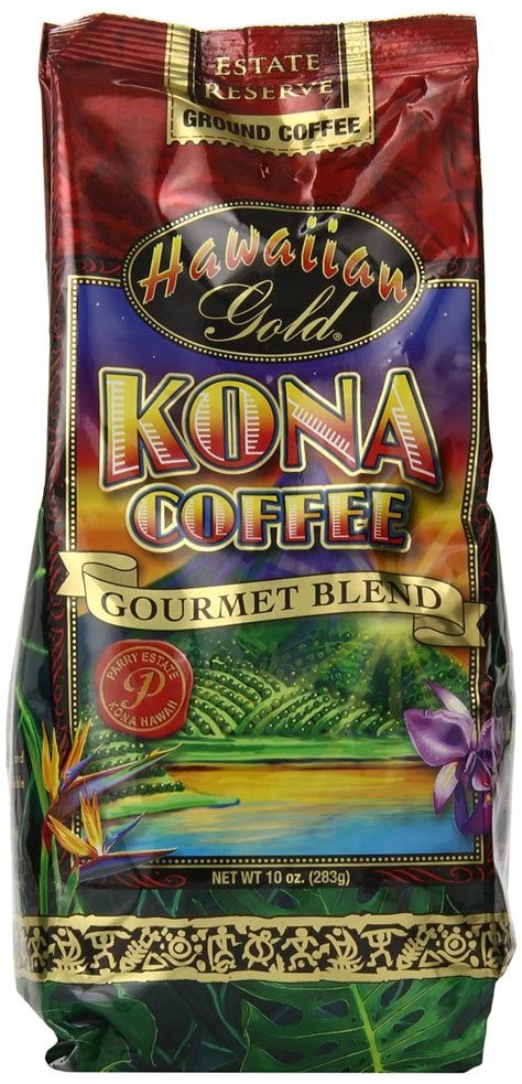 Kona Hawaiian Gold Kona Coffee, Gourmet Blend Ground Coffee, 10 Ounce