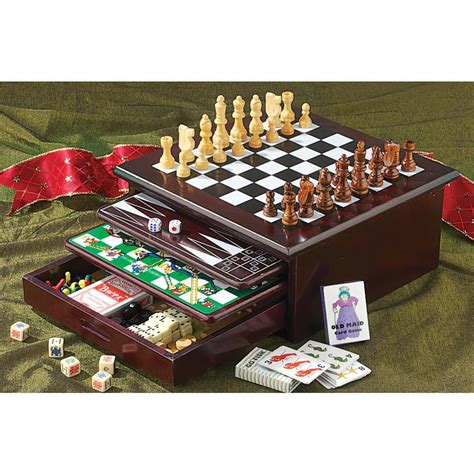 Board Game Set - Deluxe 15 in 1 Wood Tabletop Games with Storage ...