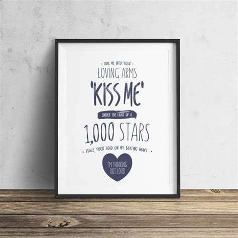 'Thinking Out Loud' Typographic Lyric Print | Lyric prints, Thinking ...