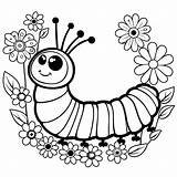 Adorable caterpillar Surrounded By Flowers coloring Page Lulu Pages sketch template