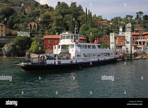 The car ferry Ghisallo loading at the terminal at Menaggio, Lake Como ...