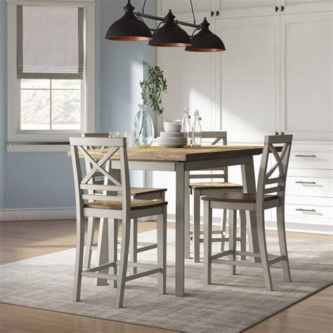 Gracie Oaks Tegan 5 Piece Counter Height Solid Wood Dining Set & Reviews | Wayfair.ca