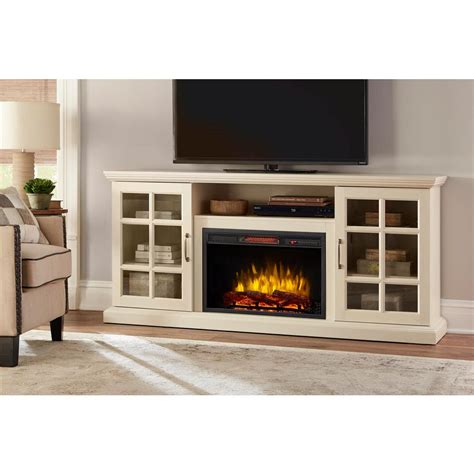 70 Inch Freestanding Infrared Electric Fireplace Heater TV Stand Aged ...