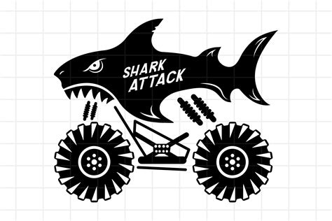 Bigfoot monster truck SVG, shark attack cut file fot Cricut (663086) | Cut Files | Design Bundles