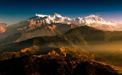 Download himalayan, mountains range, horizon, nepal 4608x2304 hd wallpaper