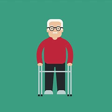 Crutch PNG Transparent, Cartoon Character Grandpa On Crutches, Middle ...