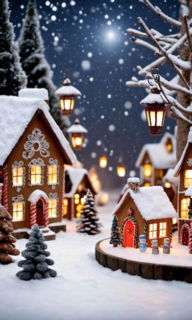 Premium AI Image | Photo Of Christmas Snowy Village With Lanterns And A ...