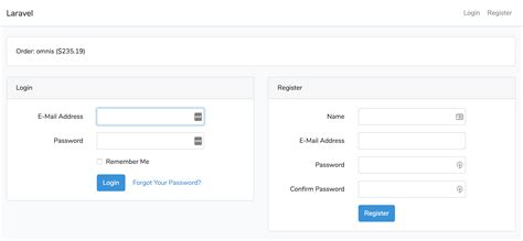 Laravel: Login and Register forms on the same page