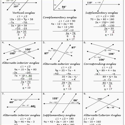 Parallel Lines And Transversals Worksheets