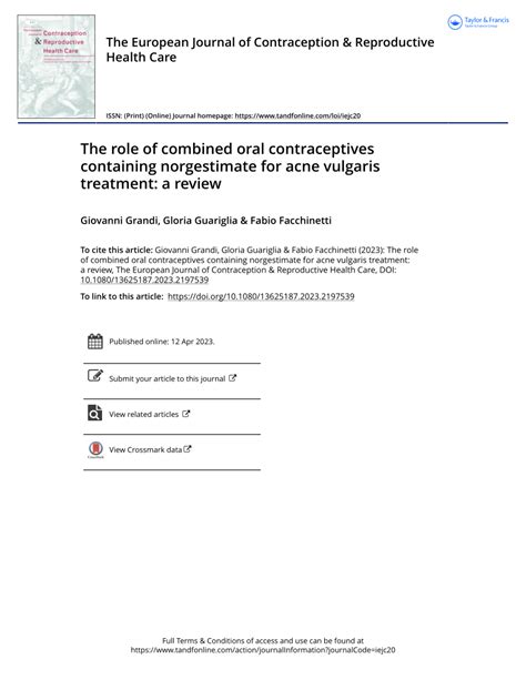 (PDF) The role of combined oral contraceptives containing norgestimate for acne vulgaris ...