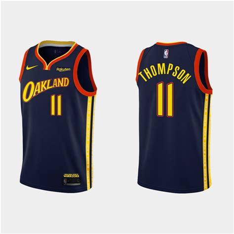 Men's Golden State Warriors Navy #11 Klay Thompson 2020-21 City Edition Stitched NBA Jersey ...