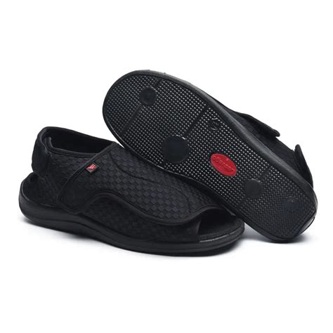 Wide Width Orthopedic Fully Open Diabetic Sandals Adjustable Velcro ...