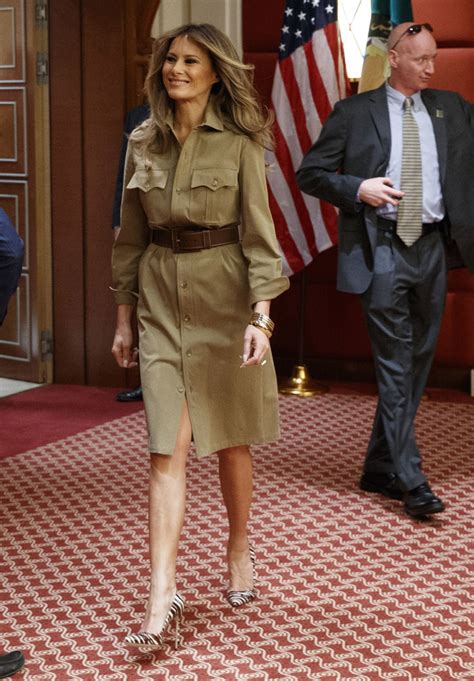 Melania Trump’s Israel Style: White Michael Kors Suit & Striped Heels – Footwear News