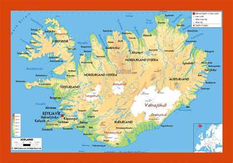 Physical map of Iceland | Maps of Iceland | Maps of Europe | GIF map | Maps of the World in GIF ...