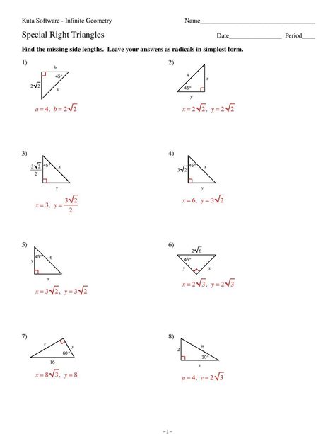 Special Right Triangles 30 60 90 Worksheet - Printable And Enjoyable ...