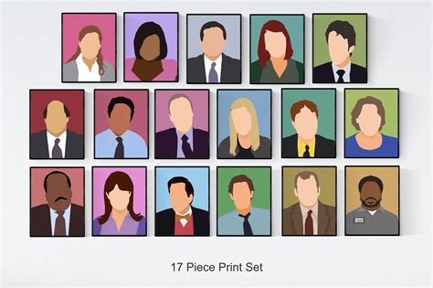 The Office Characters Poster Set | The office characters, Colorful portrait, Art prints quotes