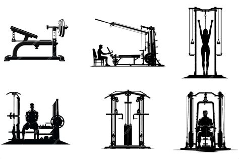 Premium Vector | Fitness gym equipment silhouettes