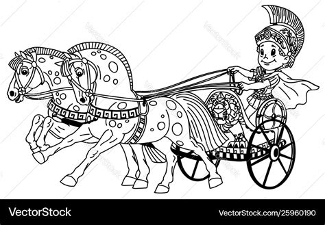 Cartoon roman chariot outline Royalty Free Vector Image