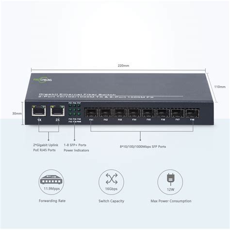 8 port Fiber Optic SFP Switch - FASTCABLING