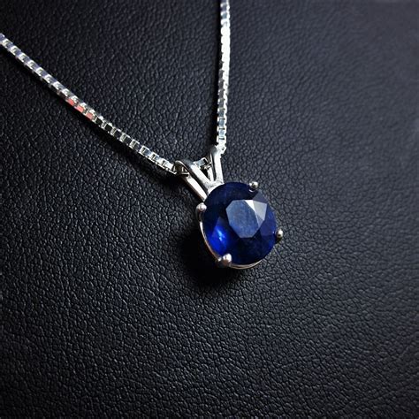 Genuine Blue Sapphire Necklace Sapphire Pendant September - Etsy