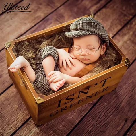 Baby Casquette Cap Little Gentleman Outfit Newborn Photography Props Newborn Plaid Costume for ...