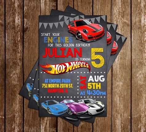 Hot Wheels - Birthday Party - Invitation Hotwheels Birthday Party, Race Car Birthday Party ...