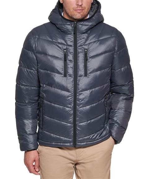 Club Room Men's Chevron Quilted Hooded Puffer Jacket, Created for Macy's - Macy's