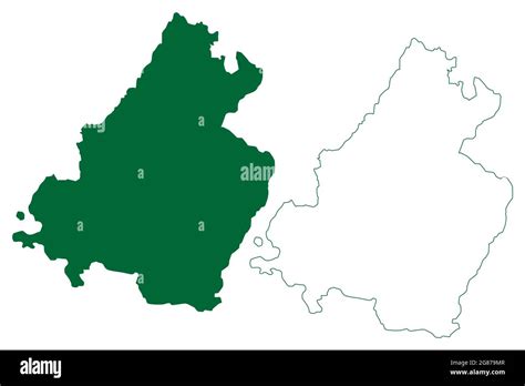 Sirohi district (Rajasthan State, Republic of India) map vector illustration, scribble sketch ...