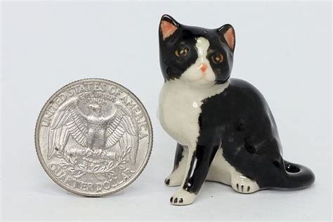 Miniature ceramic tuxedo cat,Collectible Figurines,terrarium,Porcelain,Ceramic Animal,figurine ...