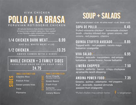 Viva Chicken menu in Raleigh, North Carolina, USA