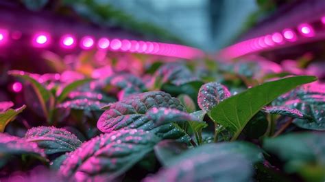 Illuminated Rows of Tea Plants Under LED Lights in Indoor Hydroponic Farm | Premium AI-generated ...