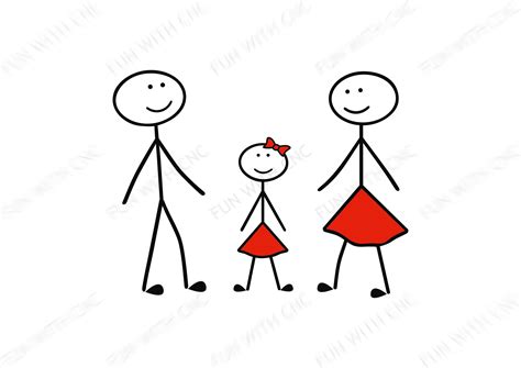 Mother Father and Daughter Family Stick Figure Clipart Stick - Etsy ...