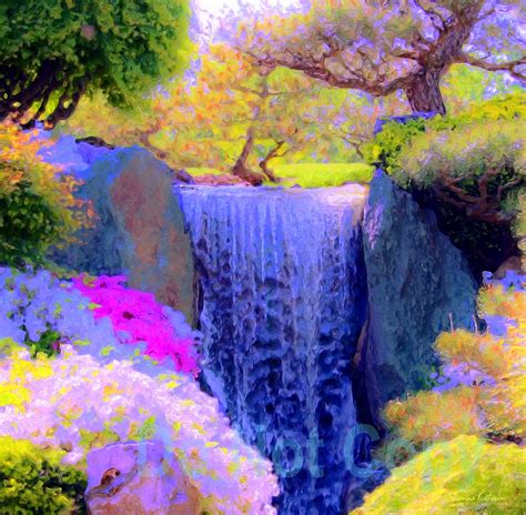 Paintings-of-Artists-Original-Unusual- Art: Waterfall Spring Colors