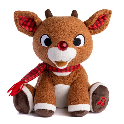 MINI Rudolph Red Nosed Reindeer Plush Toy Animated Light-Up Sing Song ...