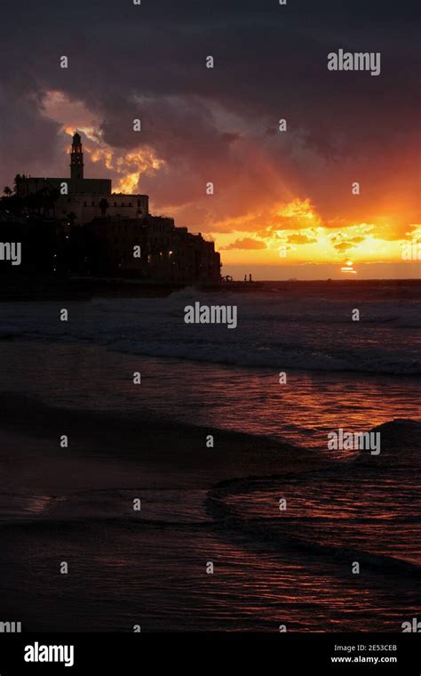 beautiful sunset at the beach in Tel aviv Stock Photo - Alamy