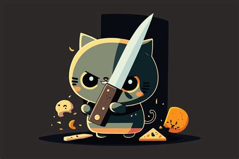 Cat holding a knife vector illustration 22326942 Vector Art at Vecteezy