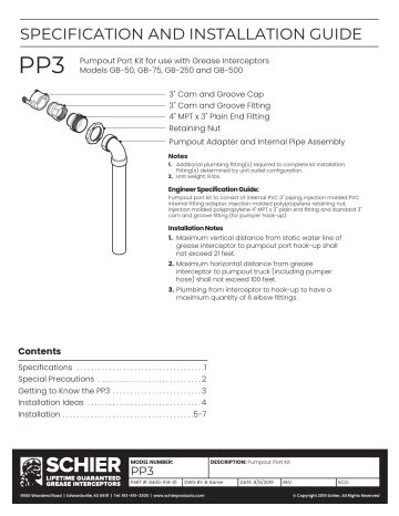 Schier PP3 Specification And Installation Manual | Manualzz