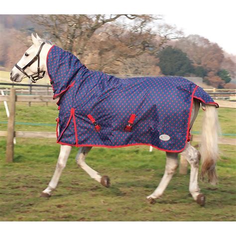 Rhinegold Torrent Lightweight Combo Navy/Red Spot Turnout Rug