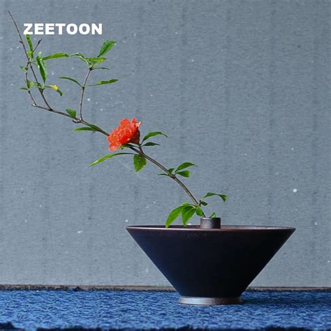 Zen Japanese Living Room Flower Pot Vase Ceramic Coarse Pottery GlazeKung Fu Tea Set Flower ...