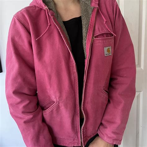 Pink carhartt jacket! Some wear but just needs a... - Depop