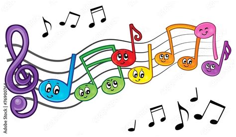 Cartoon music notes theme image 2 Stock Vector | Adobe Stock