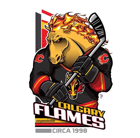 Retro late-1990s Calgary Flames alternate, courtesy of that great cartoonist #EPoole88. Hockey ...