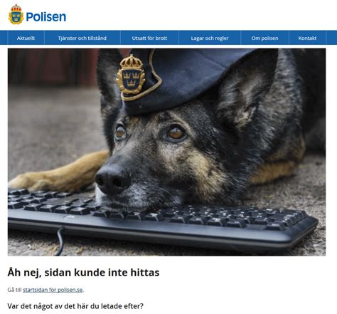 Swedish police force "Page can not be found"-dog : dogswithjobs